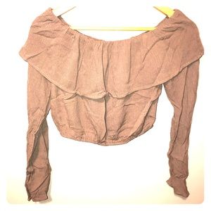 Streetwear Society tan colour frilly crop top!